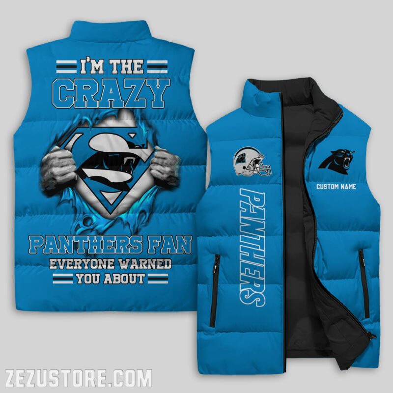 Carolina Panthers NFL Sleeveless Puffer Jacket Custom For Fans Gifts