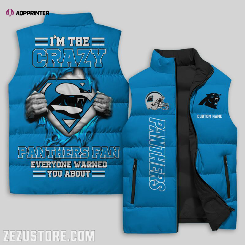 Carolina Panthers NFL Sleeveless Puffer Jacket Custom For Fans Gifts