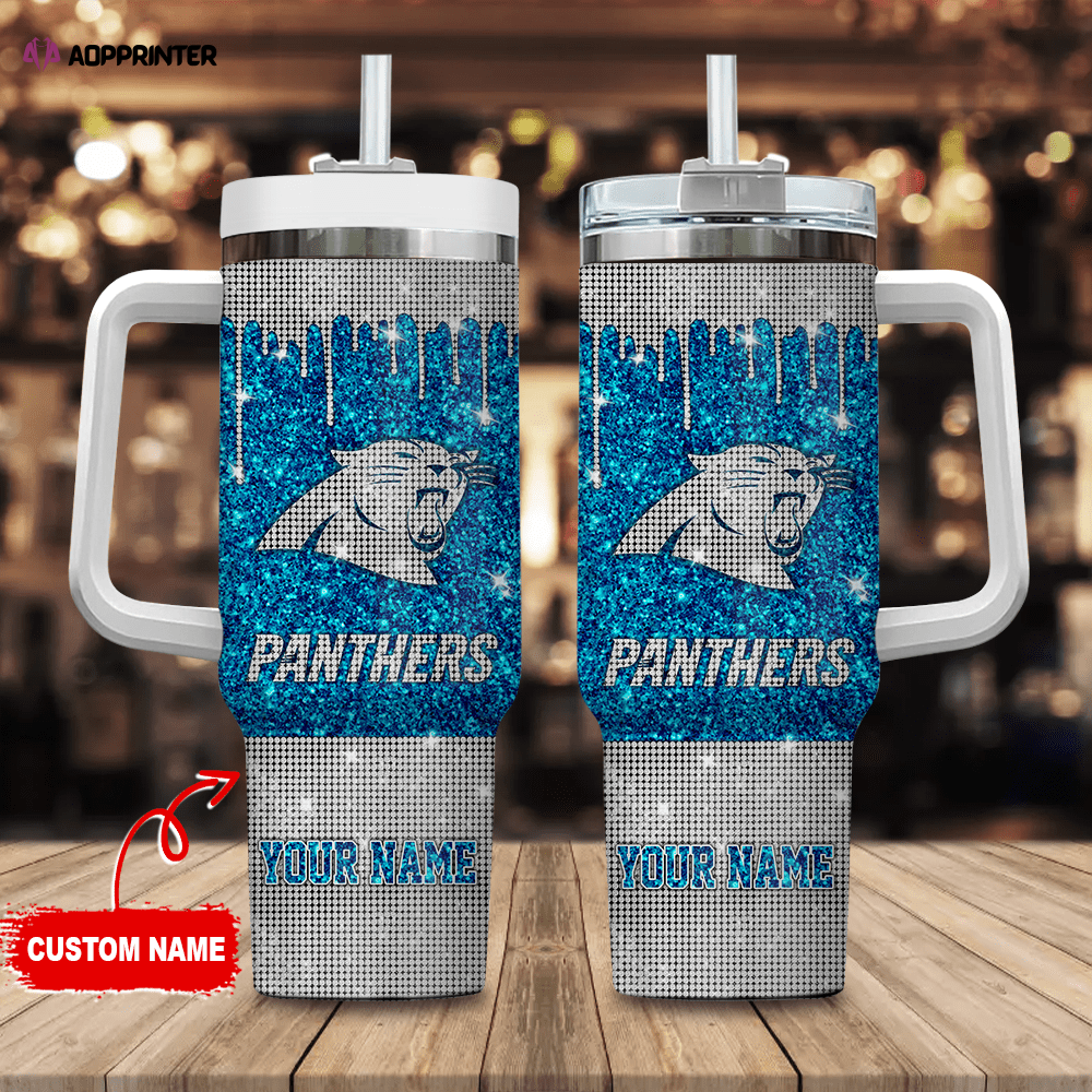 Carolina Panthers Personalized NFL Glitter and Diamonds Bling 40oz Stanley Tumbler