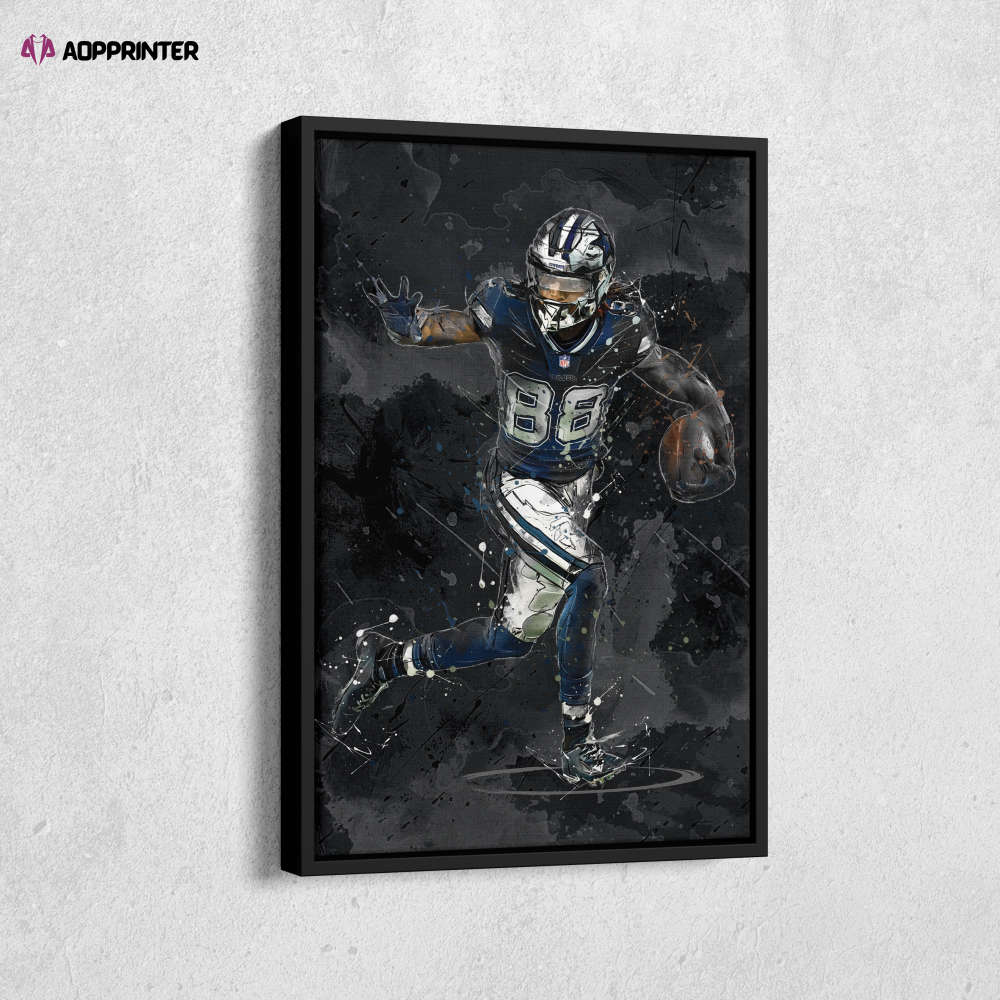 CeeDee Lamb Art Dallas Cowboys NFL Canvas Wall Art Home Decor Framed Poster Man Cave Gift