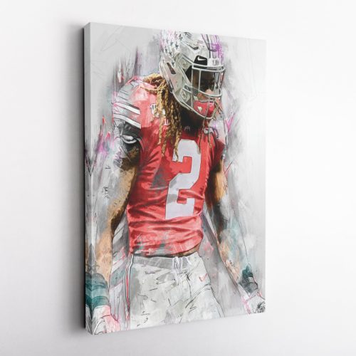 Chase Young Poster Ohio State Buckeyes Football Painting Canvas Unique Design Wall Art Print Hand Made Ready to Hang Custom Design