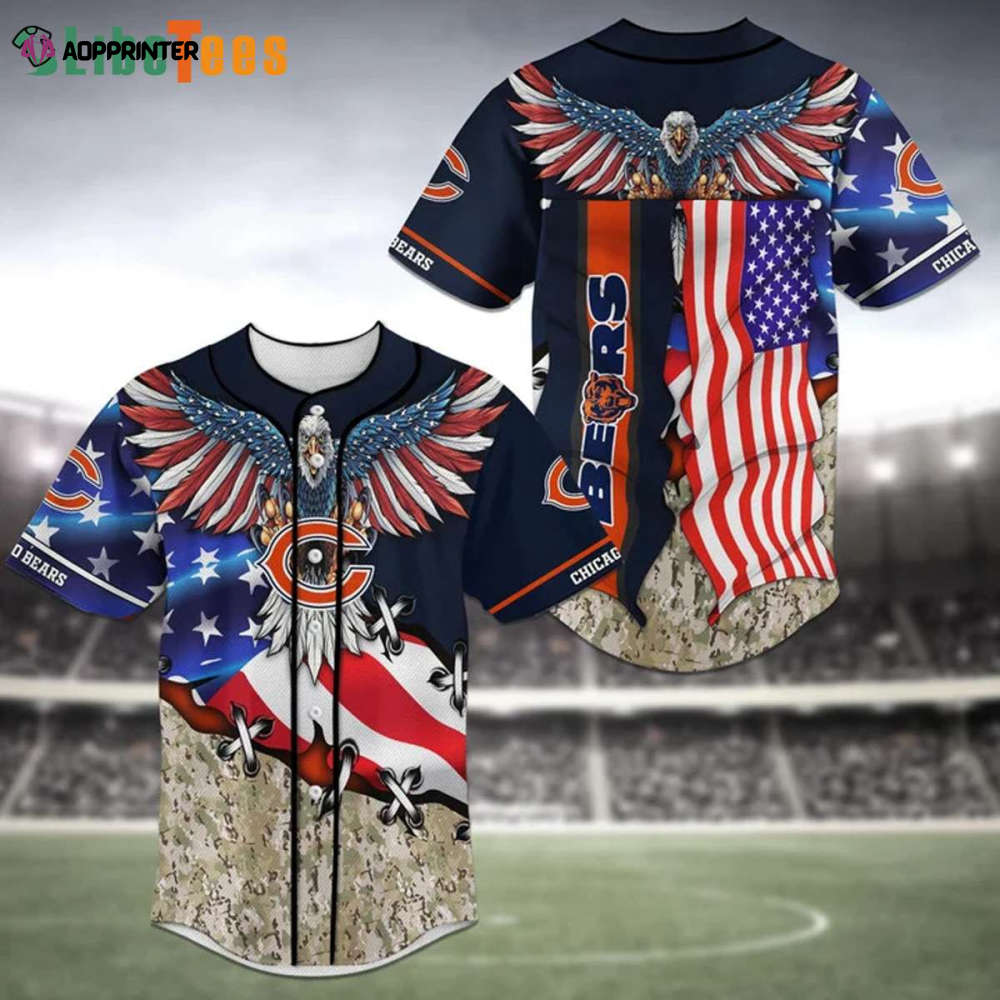 Chicago Bears Baseball Jersey American Flag And Eagle, Chicago Bear Gift Ideas – Perfect Gifts For Your Loved Ones Jersey Shirt