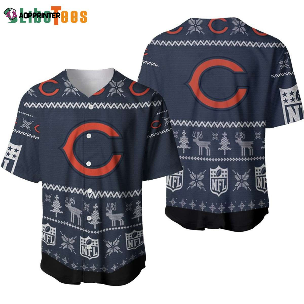 Chicago Bears Baseball Jersey Christmas Pattern And Logo, Chicago Bears Gifts – Perfect Gifts For Your Loved Ones Jersey Shirt