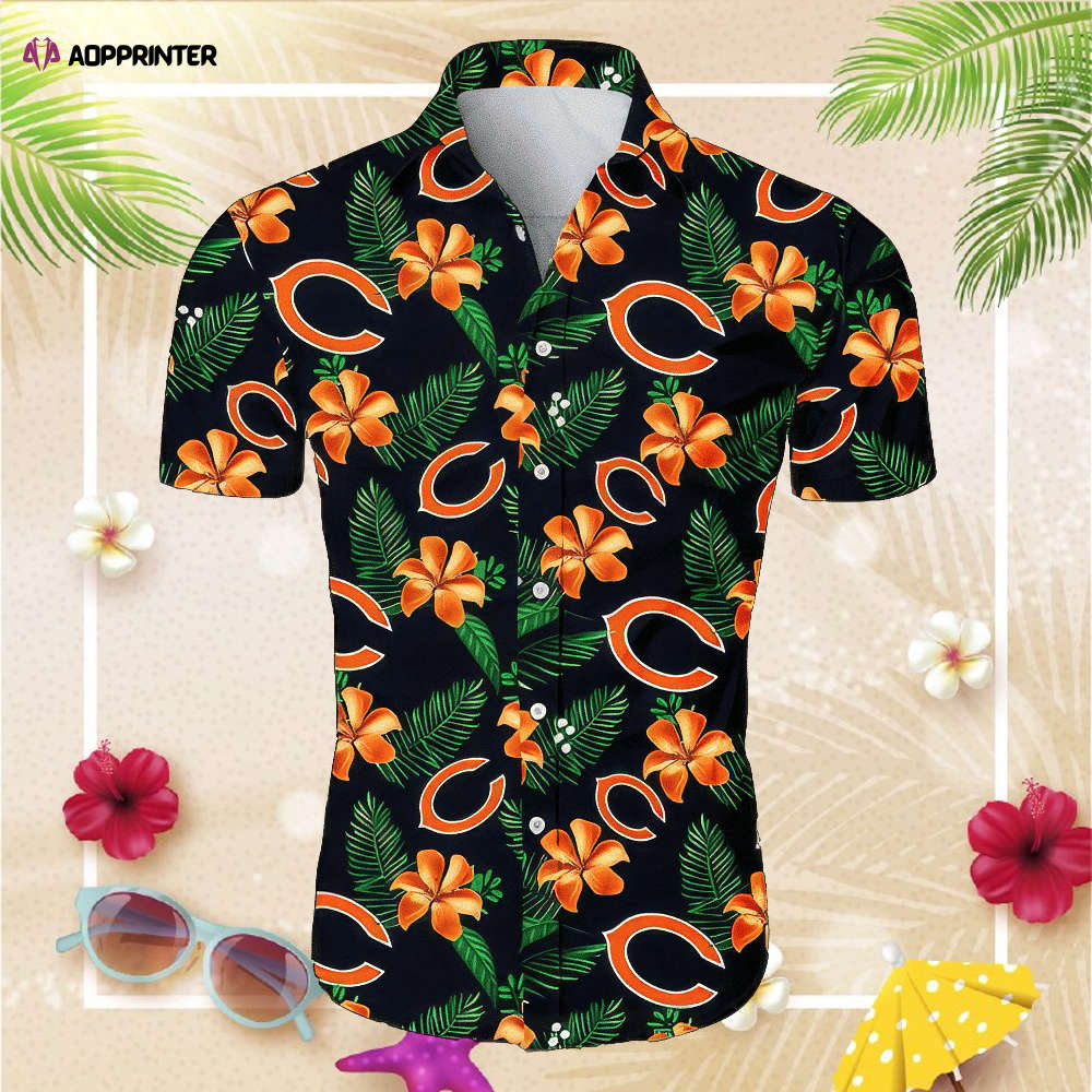 Chicago Bears CB Tropical Flower Pattern All Over Print Hawaiian Shirt White Beach Shirt NFL