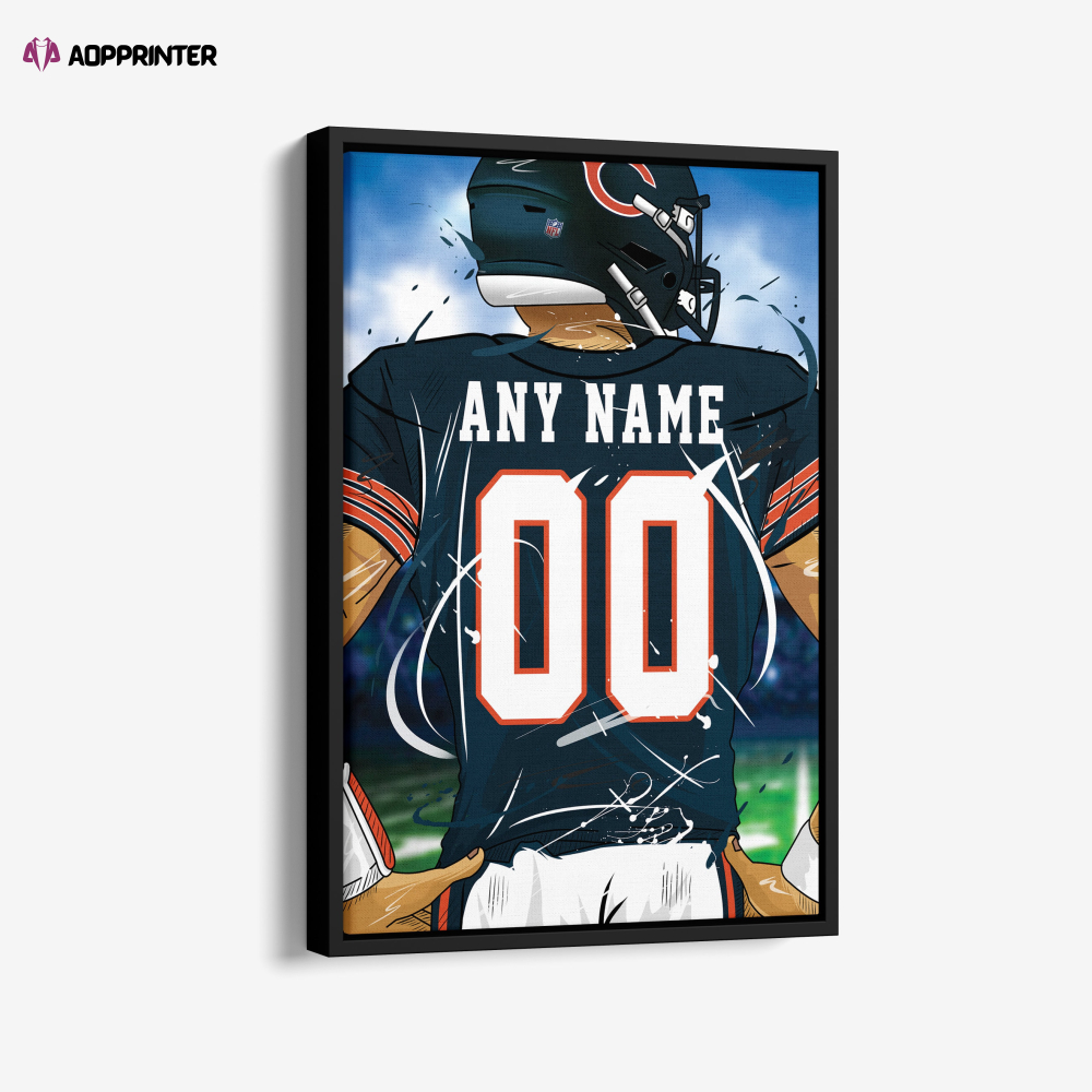 Chicago Bears Jersey NFL Personalized Jersey Custom Name and Number Canvas Wall Art  Print Home Decor Framed Poster Man Cave Gift