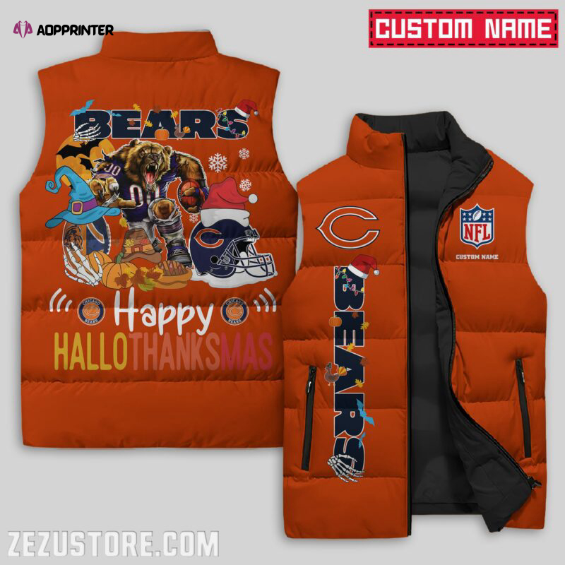 Chicago Bears NFL Sleeveless Puffer Jacket Custom For Fans Gifts