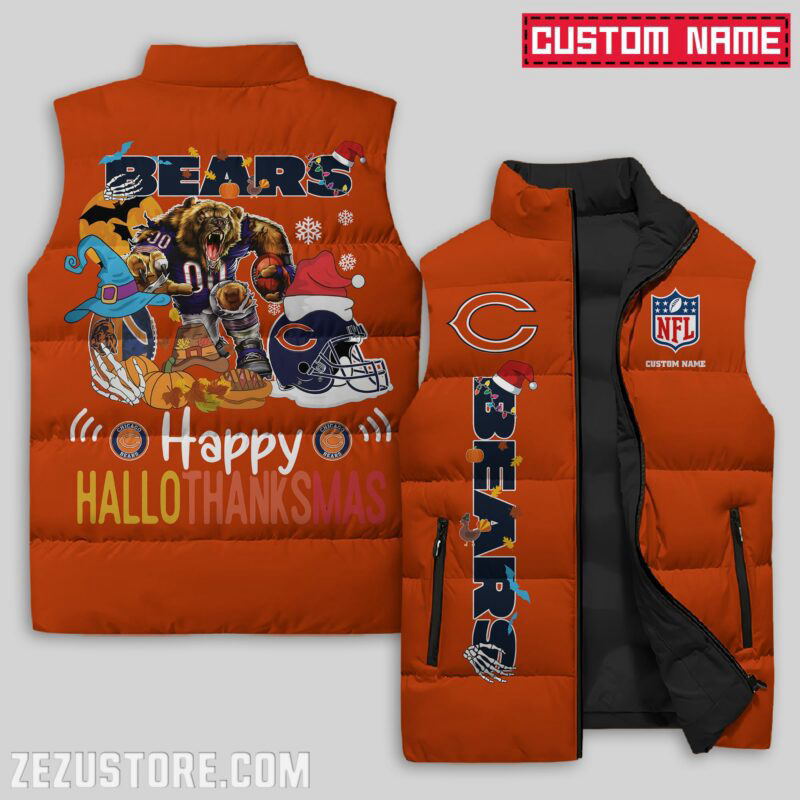 Chicago Bears NFL Sleeveless Puffer Jacket Custom For Fans Gifts