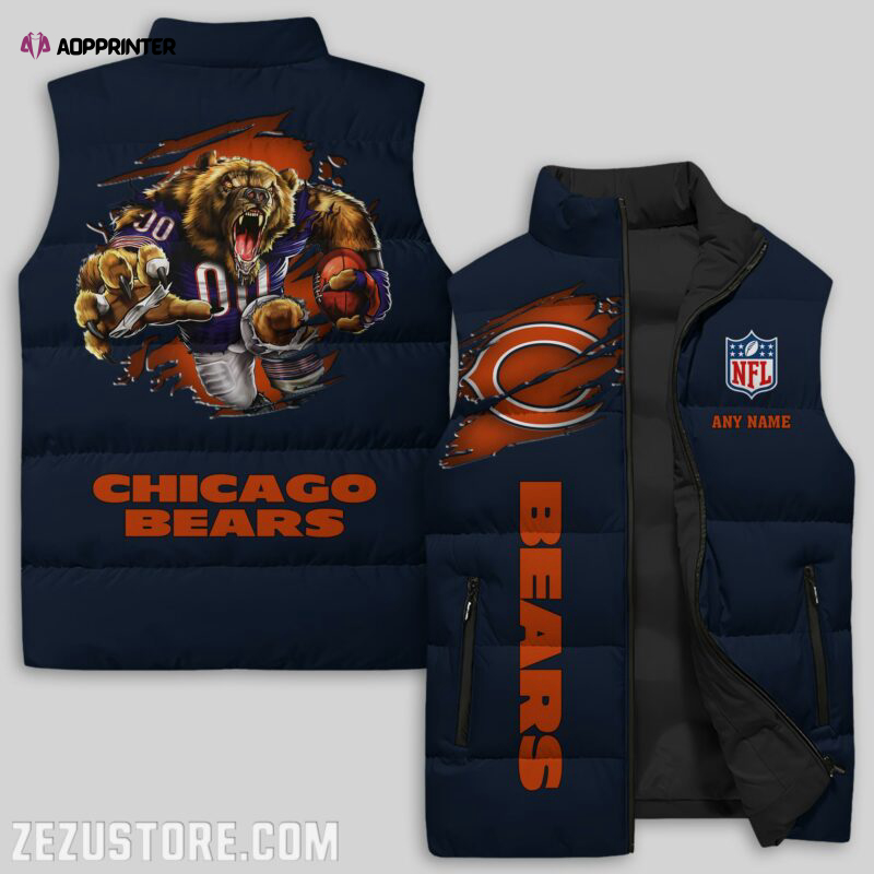 Chicago Bears NFL Sleeveless Puffer Jacket Custom For Fans Gifts