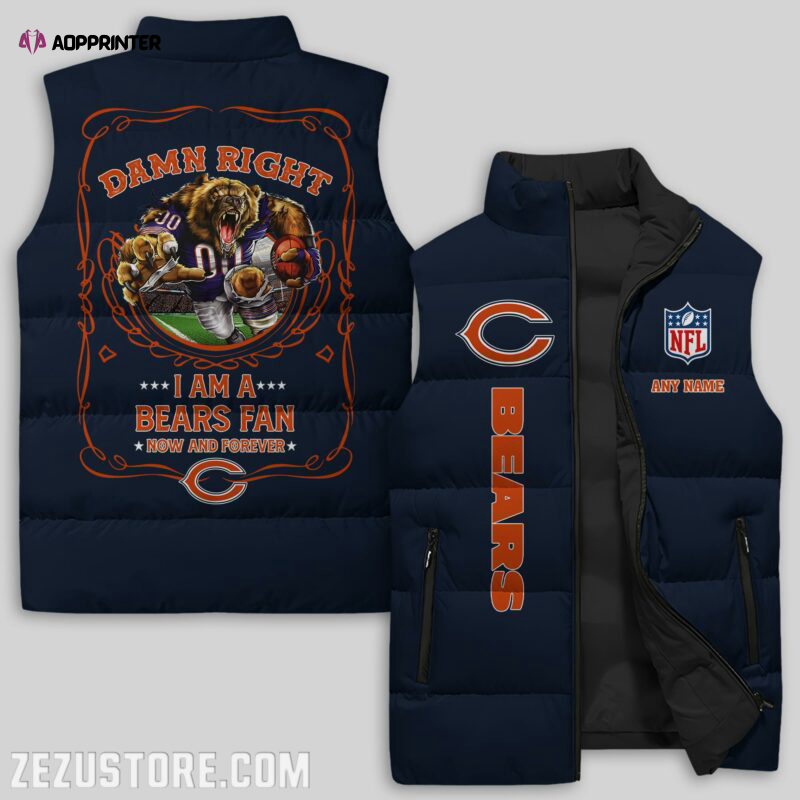 Chicago Bears NFL Sleeveless Puffer Jacket Custom For Fans Gifts