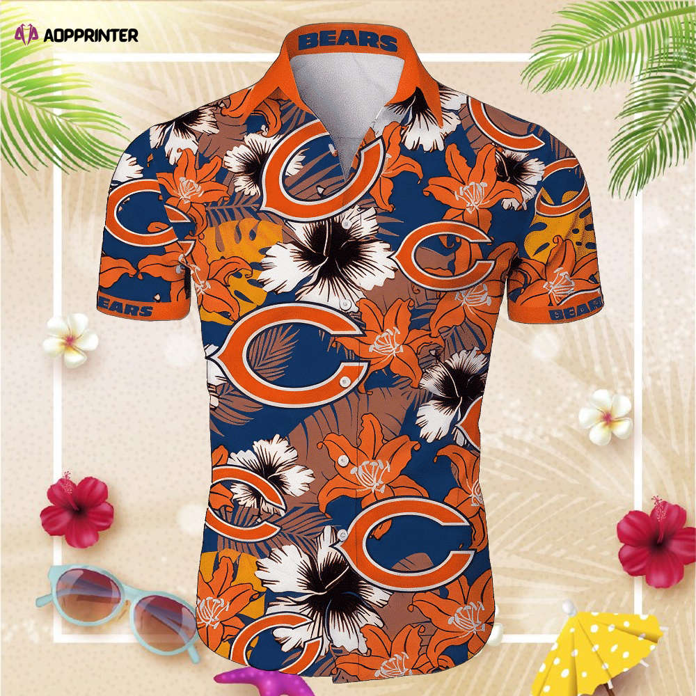 Chicago Bears Tropical Flower Short Sleeve Hawaiian Shirt Gift For Fans NFL