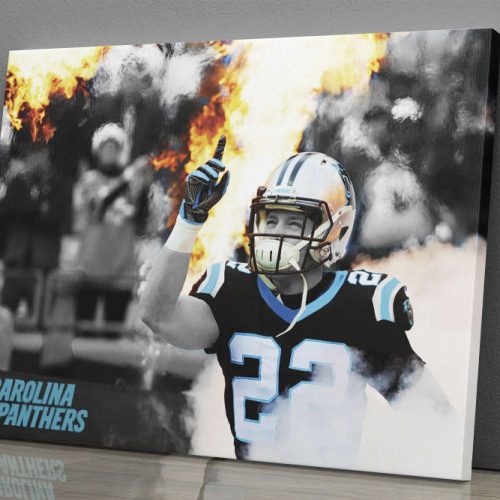 Christian McCaffrey Poster Carolina Panthers Running Back Canvas Unique Design Wall Art Print Hand Made Ready to Hang Custom Design