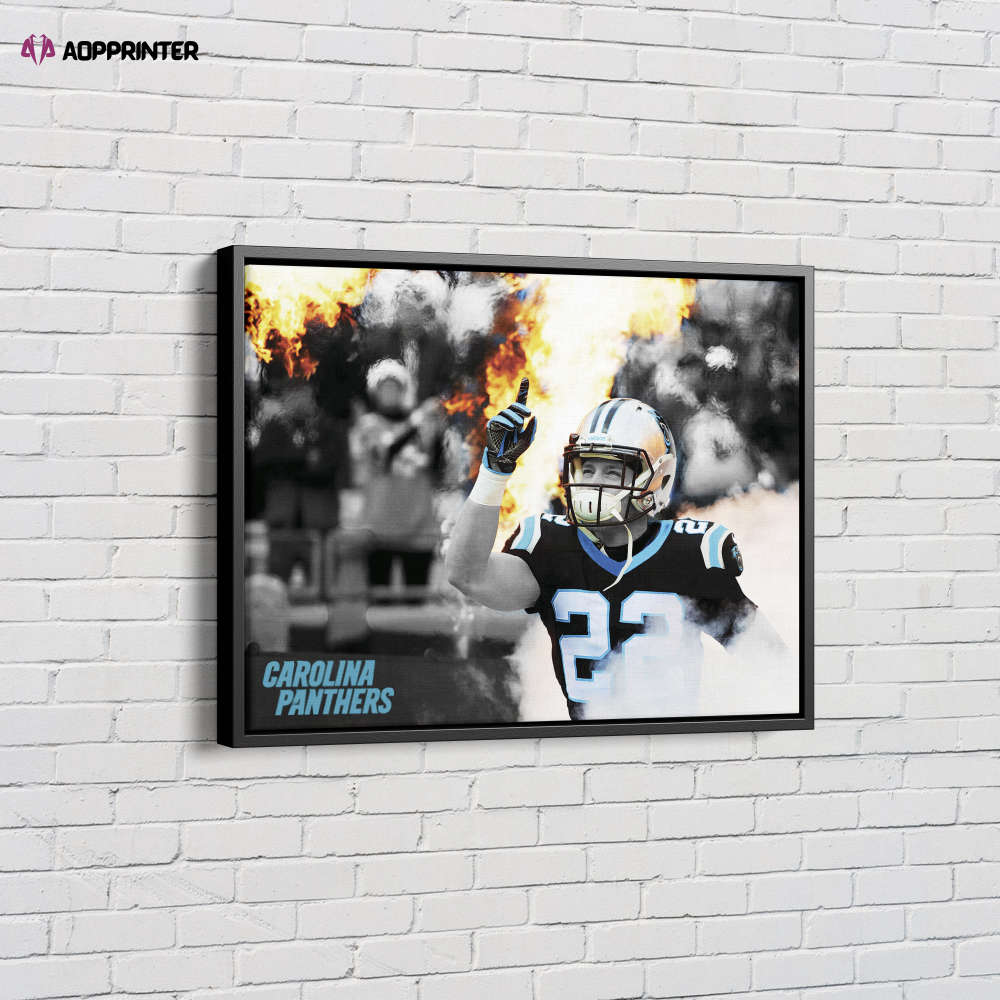 Christian McCaffrey Poster Carolina Panthers Running Back Canvas Unique Design Wall Art Print Hand Made Ready to Hang Custom Design