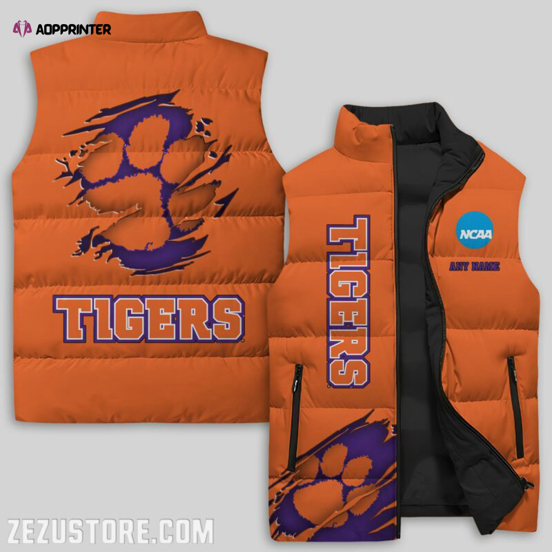 Clemson Tigers NCAA Sleeveless Puffer Jacket Custom For Fans Gifts