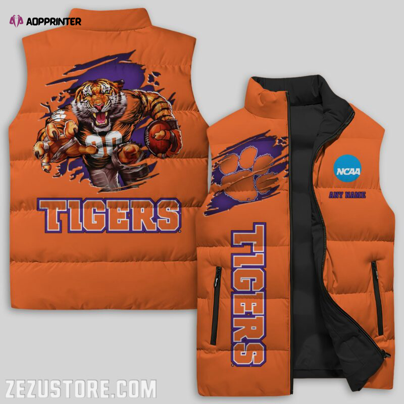 Clemson Tigers Sleeveless Puffer Jacket Custom For Fans Gifts