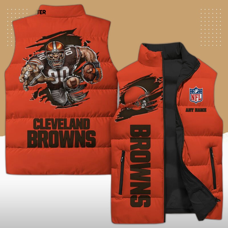 Cleveland Browns NFL Sleeveless Puffer Jacket Custom For Fans Gifts