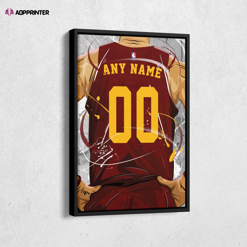 Cleveland Cavaliers Jersey NBA Personalized Jersey Custom Name and Number Canvas Wall Art  Print Home Decor Framed Poster Man Cave Gift
