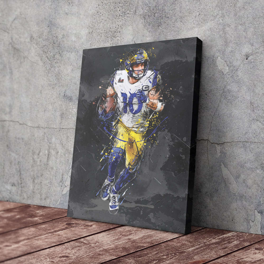 Cooper Kupp Art Los Angeles Rams NFL Canvas Wall Art Home Decor Framed Poster Man Cave Gift