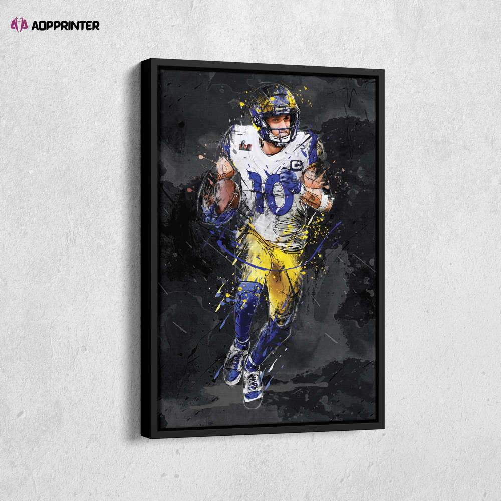 Cooper Kupp Art Los Angeles Rams NFL Canvas Wall Art Home Decor Framed Poster Man Cave Gift