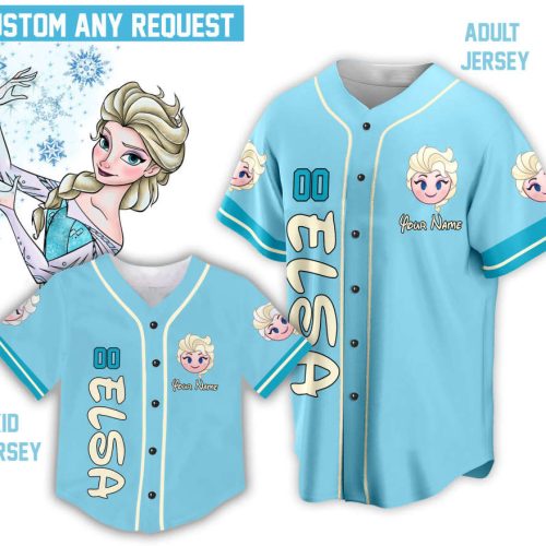 Custom Ddisney Princess Elsa Game Day Baseball Jersey Ddisney Frozen Elsa Baseball Outfit For Baseball Fan Player Baseball Girl Women Lover