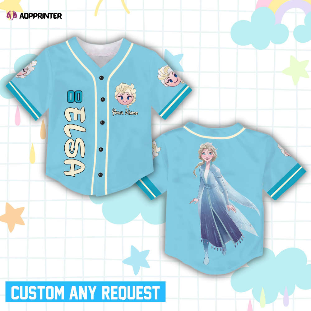 Custom Ddisney Princess Elsa Game Day Baseball Jersey Ddisney Frozen Elsa Baseball Outfit For Baseball Fan Player Baseball Girl Women Lover