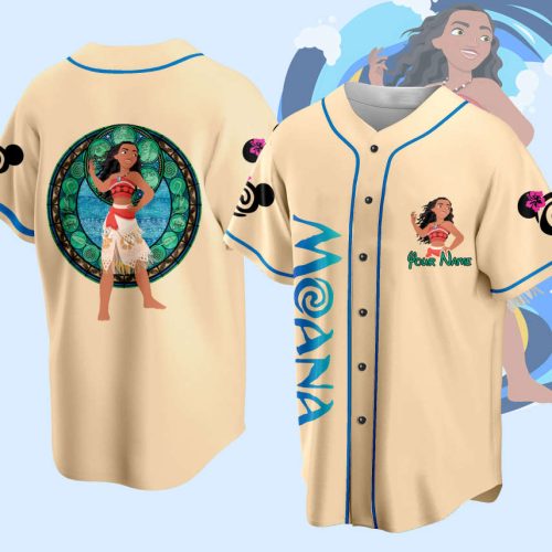 Custom Ddisney Princess Moana Game Day Baseball Jersey Ddisney Moana Baseball Outfit For Baseball Fan Player Baseball Girl Women Lover