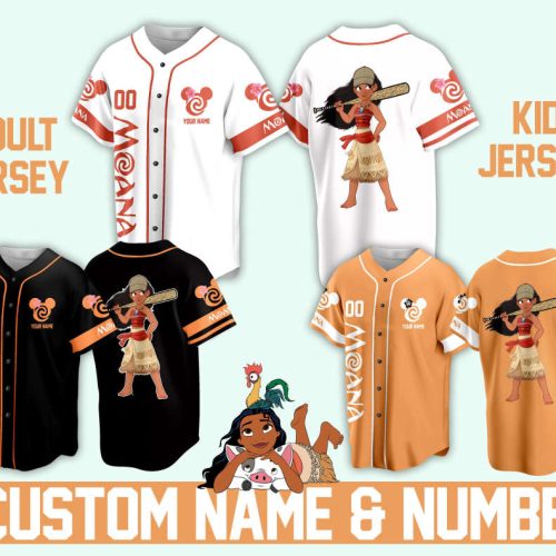 Custom Ddisney Princess Moana Game Day Baseball Jersey Ddisney Moana Baseball Outfit For Baseball Fan Player Baseball Girl Women Lover