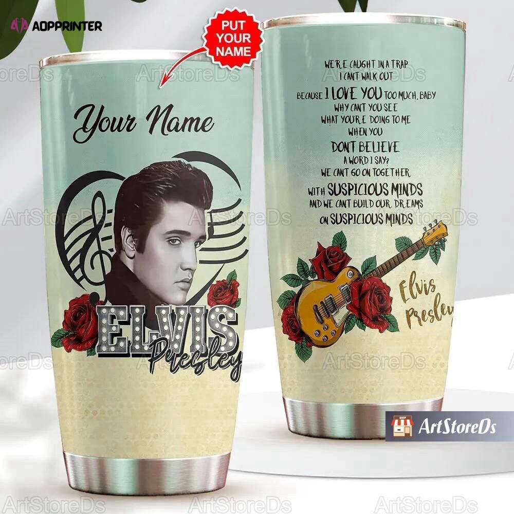 Custom Name Elvis Presley Tumbler: 20oz Insulated Stainless King Cup