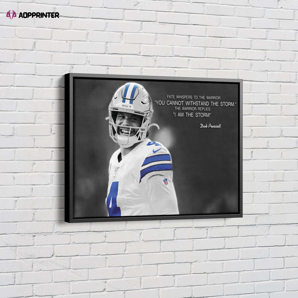 Dak Prescott Quote Poster  Dallas Cowboys Football Canvas Unique Design Wall Art Print Hand Made Ready to Hang Custom Design