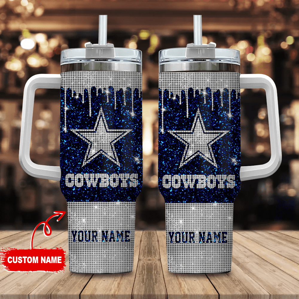 Dallas Cowboys Personalized NFL Glitter and Diamonds Bling 40oz Stanley Tumbler