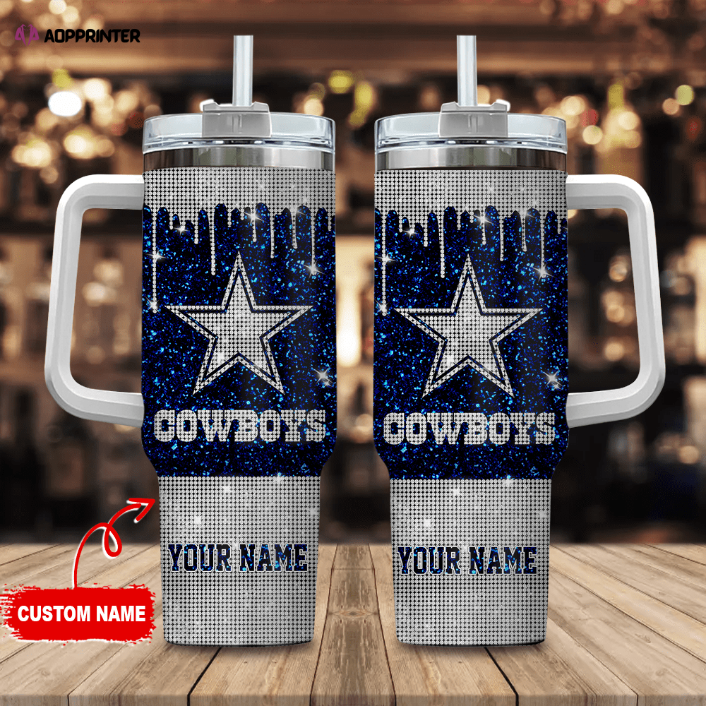 Dallas Cowboys Personalized NFL Glitter and Diamonds Bling 40oz Stanley Tumbler