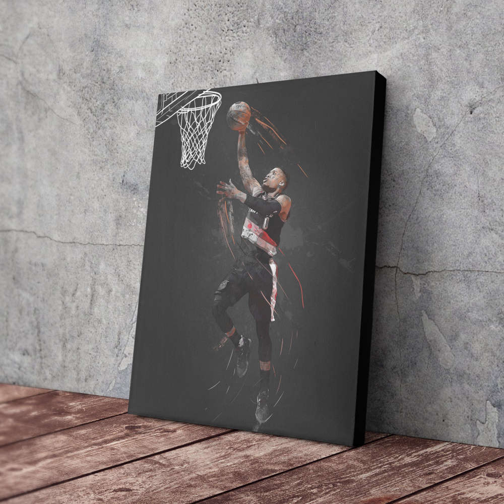 Damian Lillard Art Portland Trail Blazers NBA Wall Art Home Decor Hand Made Poster Canvas Print