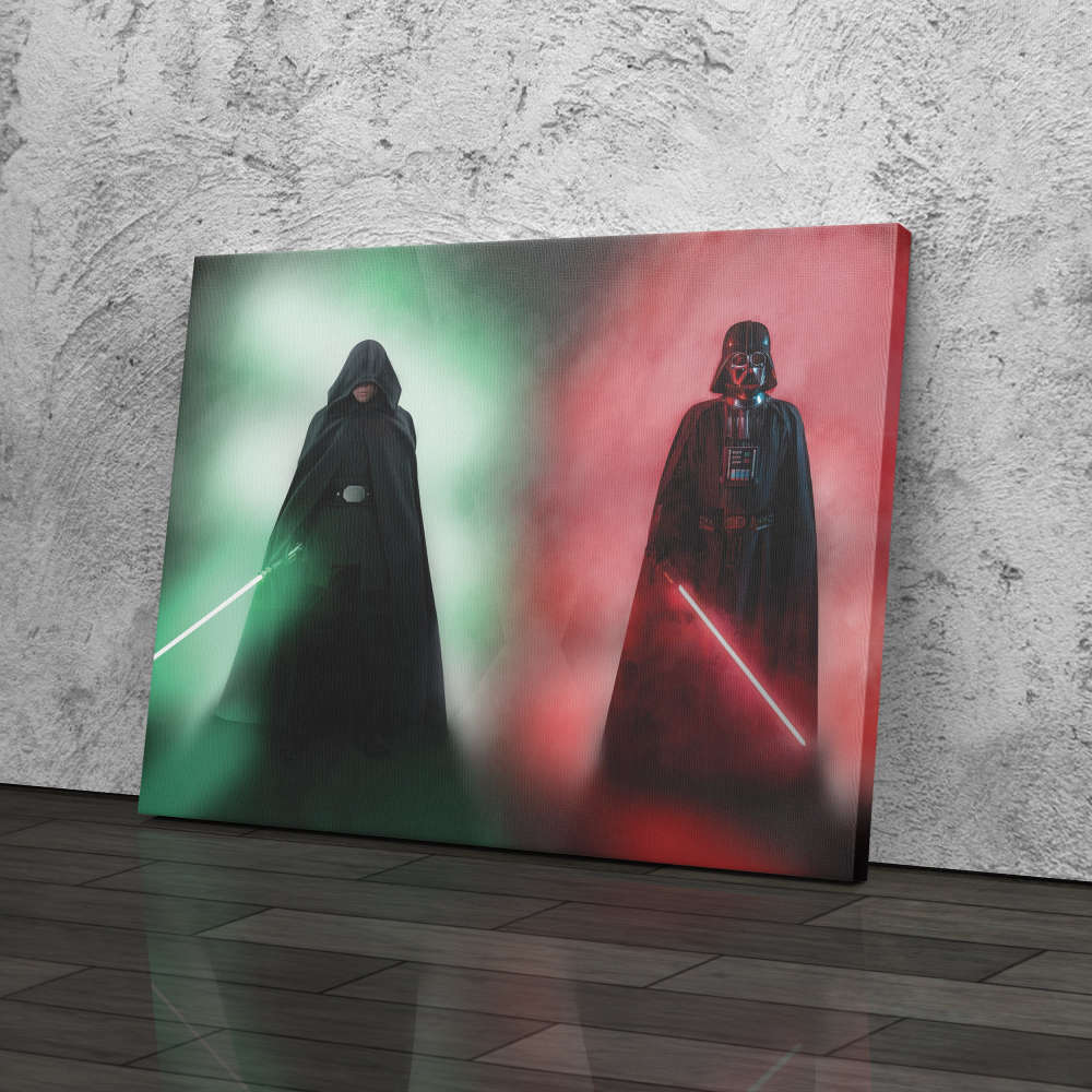 Darth Vader and Luke Skywalker Cameo Poster Star Wars Canvas Unique Design Wall Art Print Hand Made Ready to Hang Custom Design