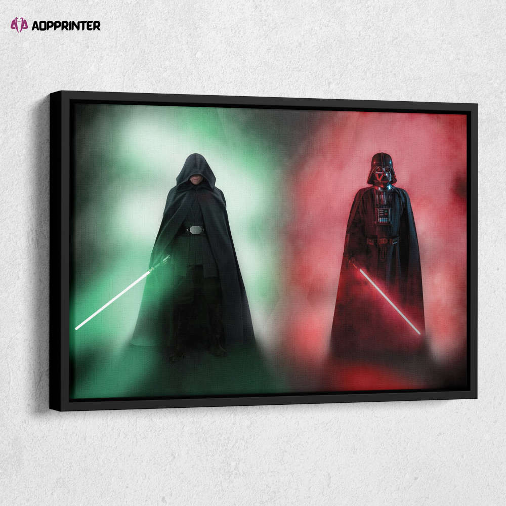 Darth Vader and Luke Skywalker Cameo Poster Star Wars Canvas Unique Design Wall Art Print Hand Made Ready to Hang Custom Design