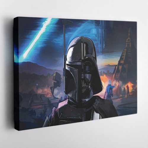 Darth Vader Boba Fett Painting Poster Starwars Canvas Unique Design Wall Art Print Hand Made Ready to Hang Custom Design