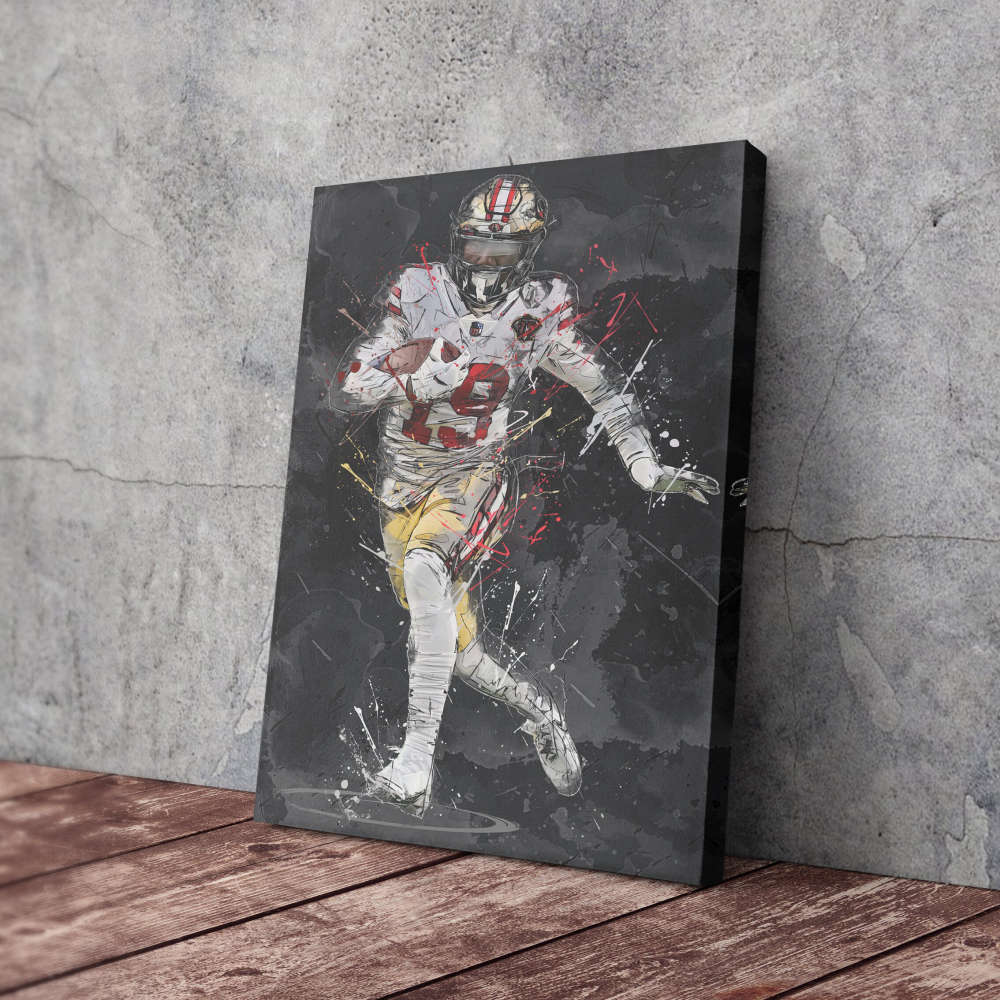 Deebo Samuel Art San Francisco 49ers NFL Canvas Wall Art Home Decor Framed Poster Man Cave Gift