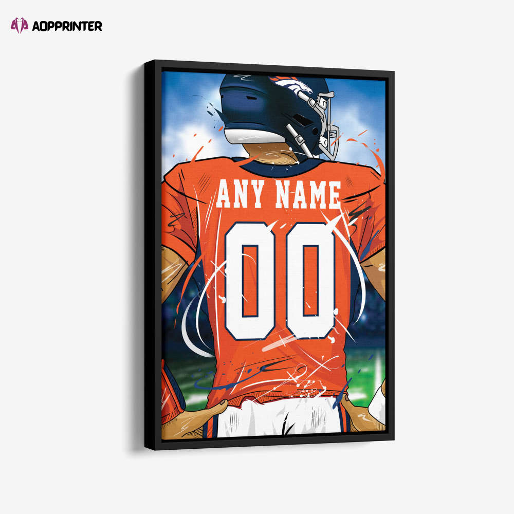 Denver Broncos Jersey NFL Personalized Jersey Custom Name and Number Canvas Wall Art  Print Home Decor Framed Poster Man Cave Gift
