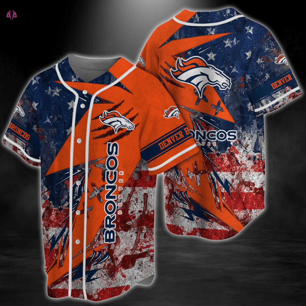 Denver Broncos Stars and Stripes Baseball Jersey Shirt for Patriotic Fans