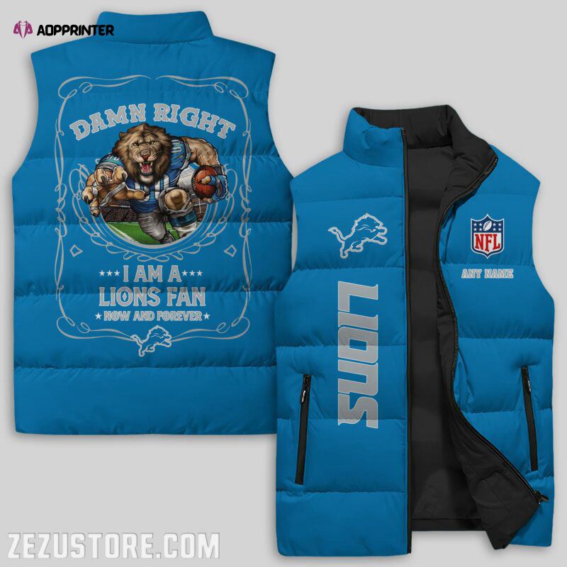 Detroit Lions NFL Sleeveless Puffer Jacket Custom For Fans Gifts