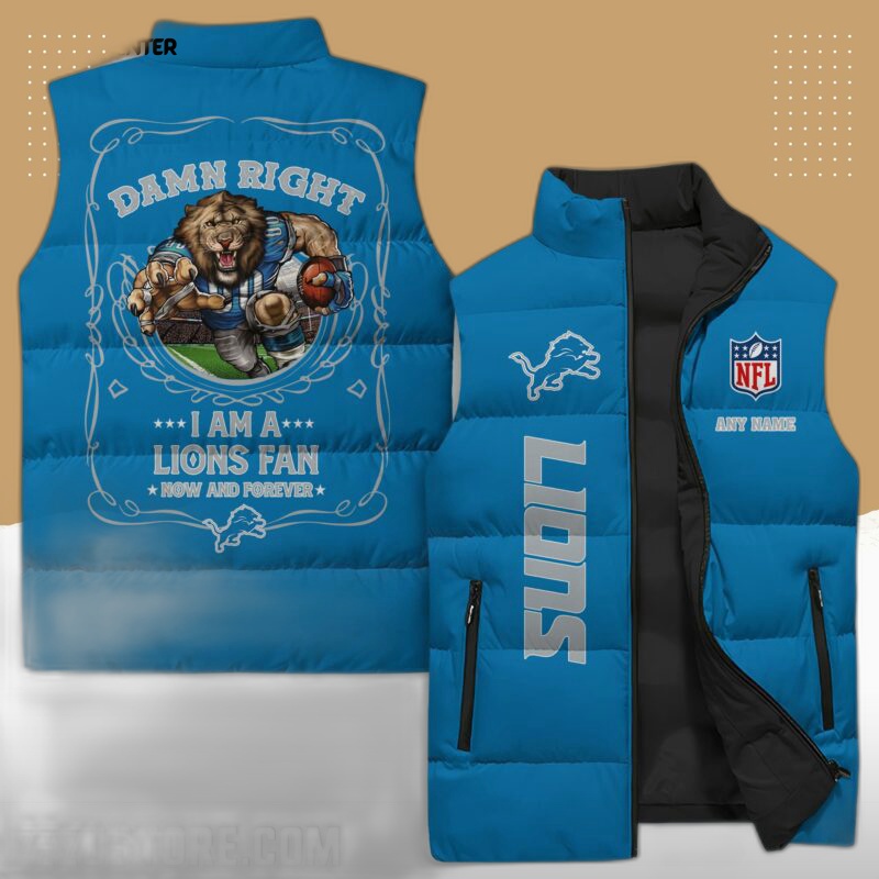 Detroit Lions NFL Sleeveless Puffer Jacket Custom For Fans Gifts