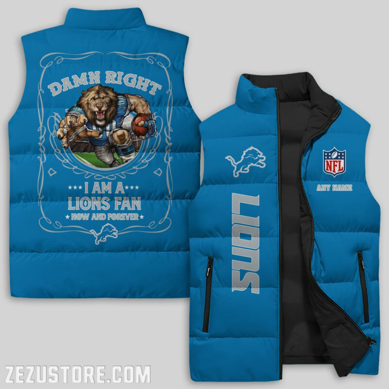 Detroit Lions NFL Sleeveless Puffer Jacket Custom For Fans Gifts