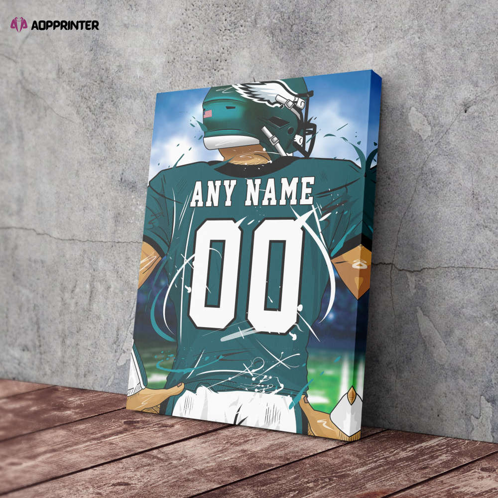 Digital File-Philadelphia Eagles Jersey NFL Personalized Jersey Custom Name and Number Canvas Wall Art Print Home Decor Framed Poster