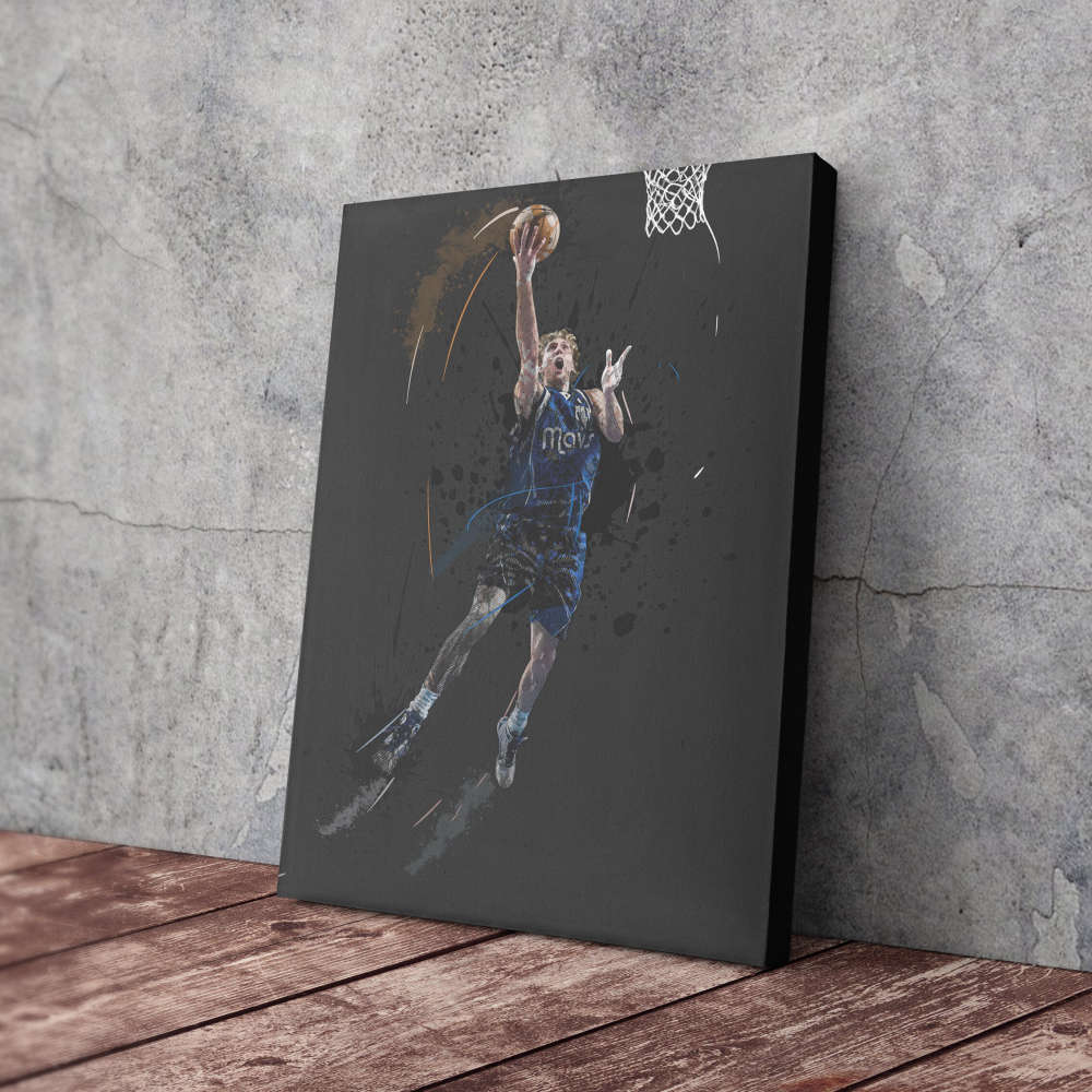 Dirk Nowitzki Art Dallas Mavericks NBA Wall Art Home Decor Hand Made Poster Canvas Print