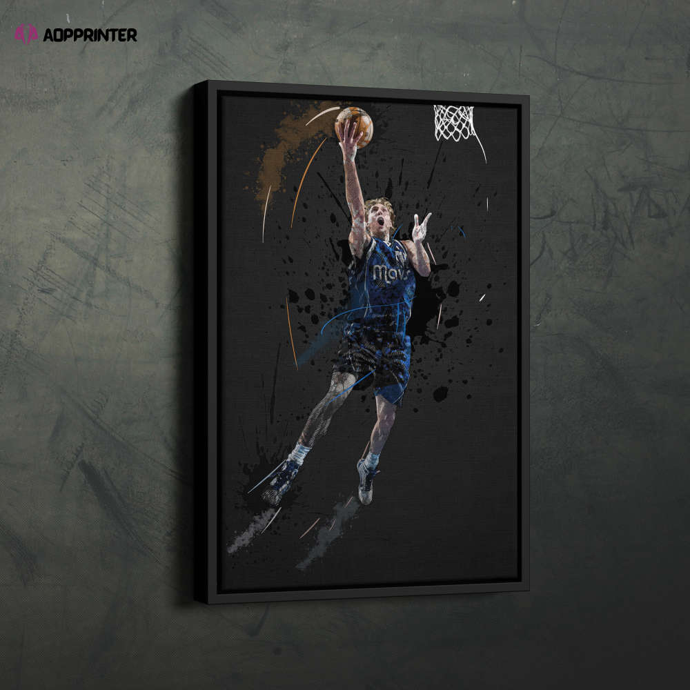 Dirk Nowitzki Art Dallas Mavericks NBA Wall Art Home Decor Hand Made Poster Canvas Print