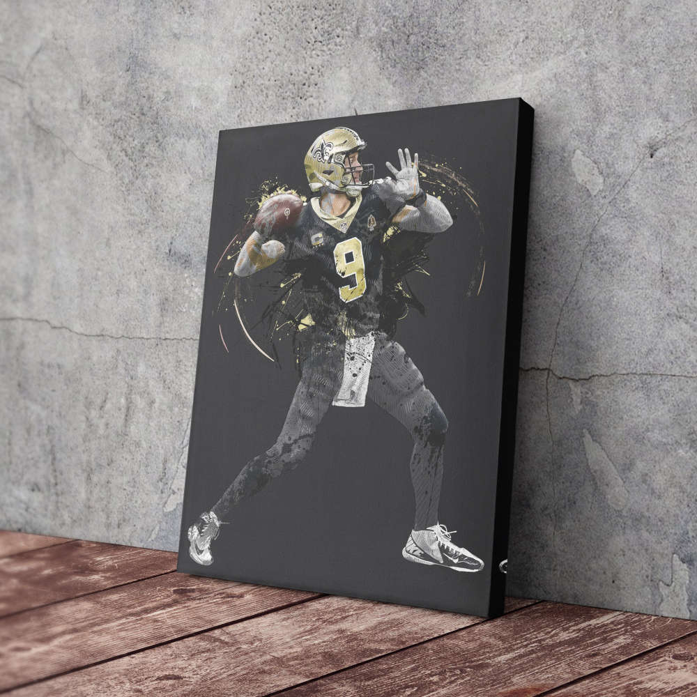 Drew Brees Art New Orleans Saints NFL Wall Art Home Decor Hand Made Poster Canvas Print