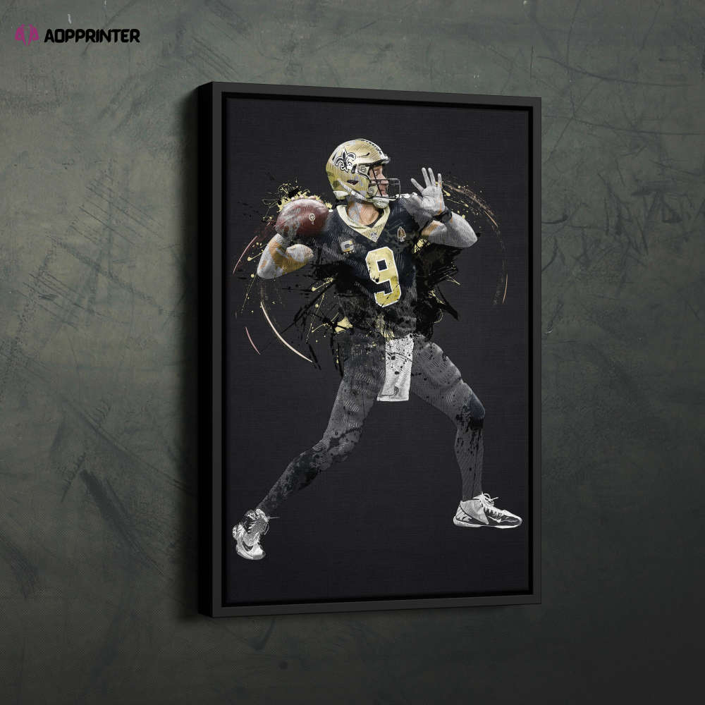 Drew Brees Art New Orleans Saints NFL Wall Art Home Decor Hand Made Poster Canvas Print