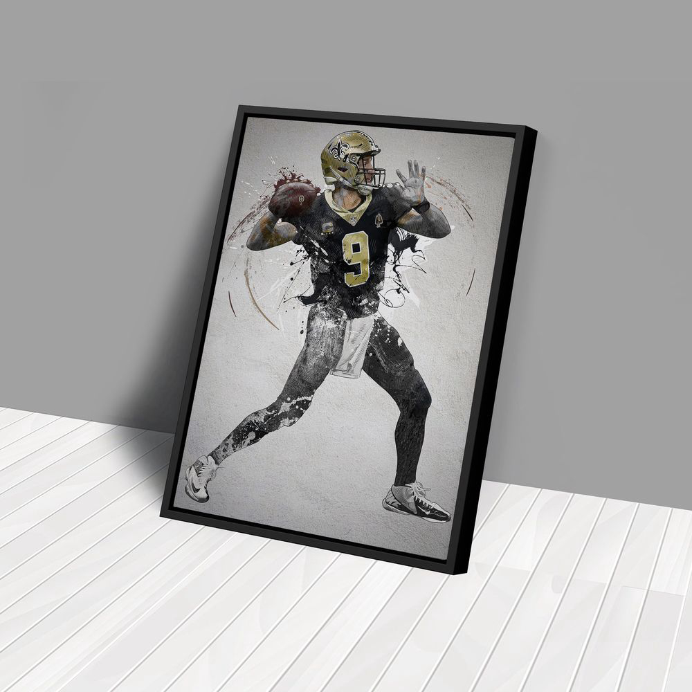 Drew Brees Poster New Orleans Saints NFL Framed Wall Art Home Decor Canvas Print Artwork