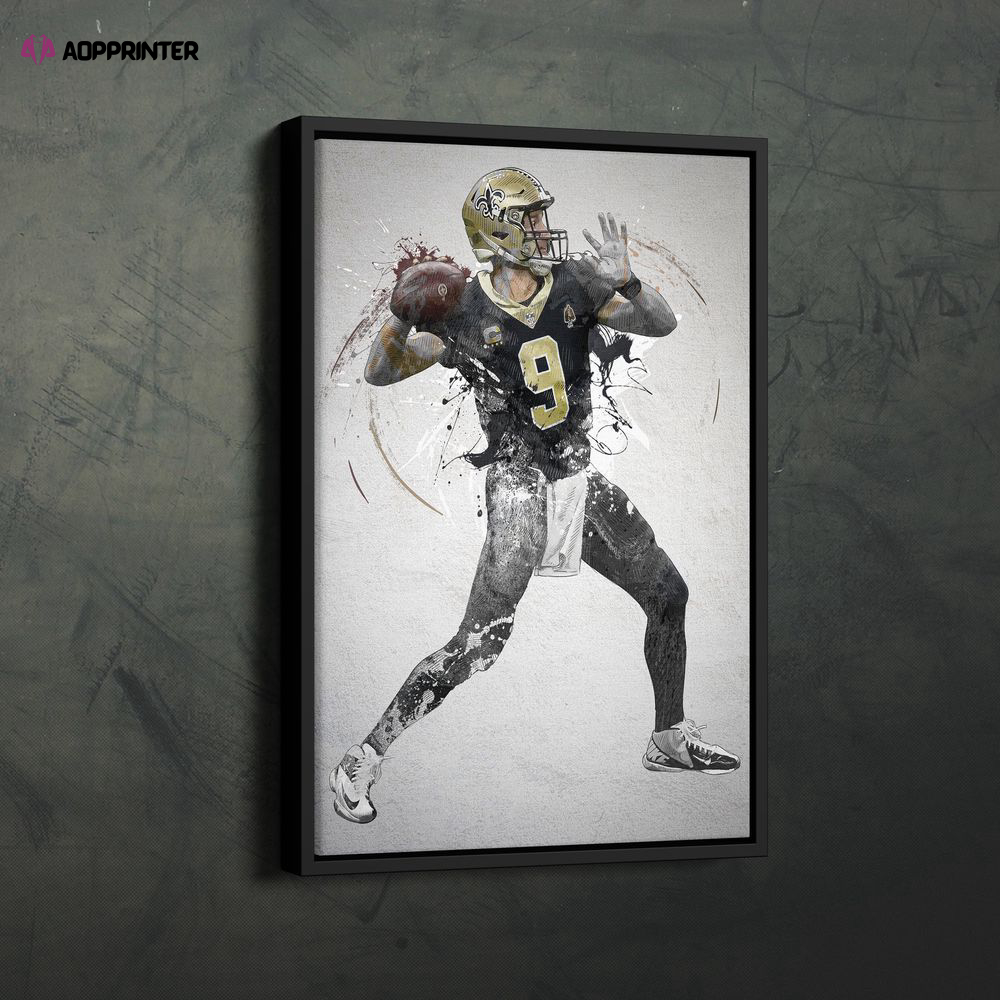 Drew Brees Poster New Orleans Saints NFL Framed Wall Art Home Decor Canvas Print Artwork