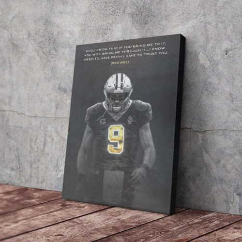 Drew Brees Quote Poster New Orleans Saints Canvas Unique Design Wall Art Print Hand Made Ready to Hang Custom Design