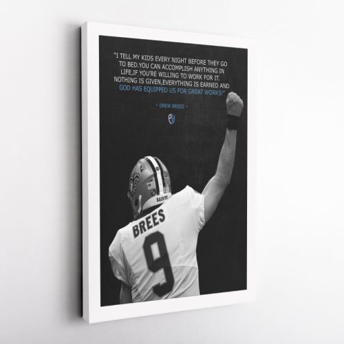 Drew Brees Quote Poster New Orleans Saints Canvas Unique Design Wall Art Print Hand Made Ready to Hang Custom Design