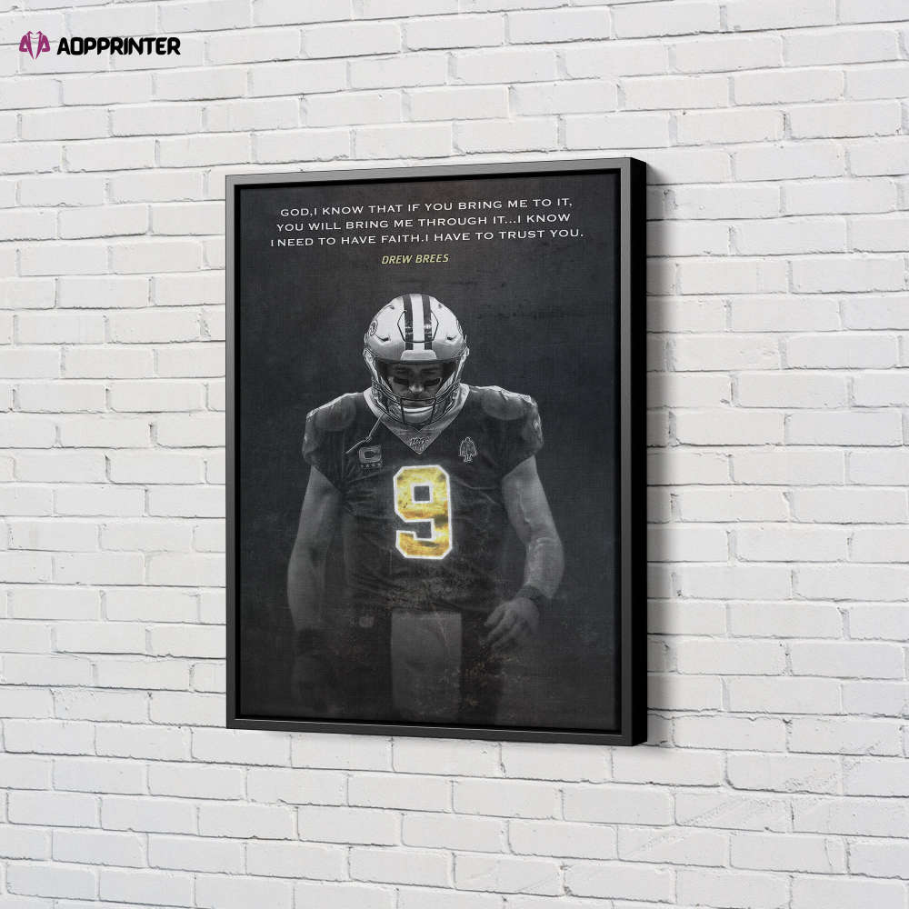 Drew Brees Quote Poster New Orleans Saints Canvas Unique Design Wall Art Print Hand Made Ready to Hang Custom Design